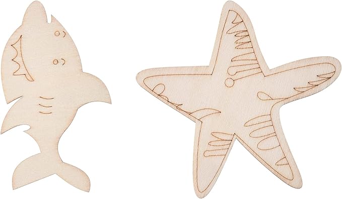 80PCS Unfinished Wood Ocean Animal Cutouts - Image 4