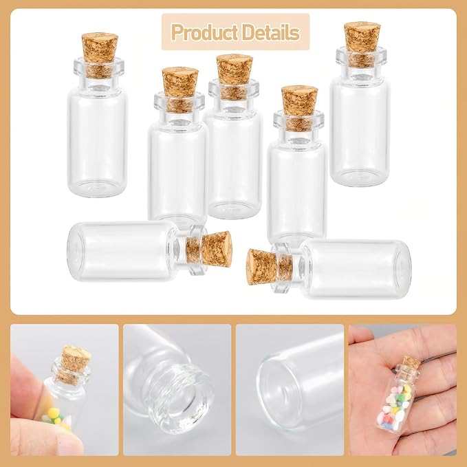 Ellbest 25Pack 3ml Mini Clear Glass Bottles - Image 3