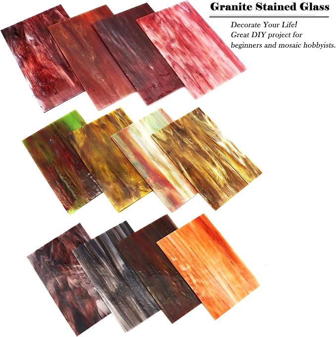 LITMIND 12 Pack Assorted Stained Glass Sheets, 4x6 Inch Glass Mosaic Tiles - Image 4