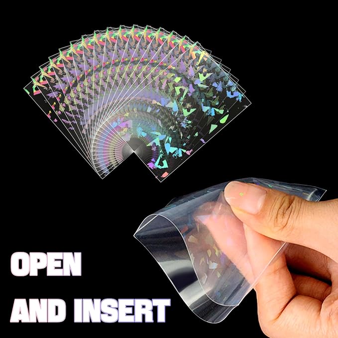 200pcs Holographic Card Sleeves 66x91mm Cute Photocard Sleeves Laser Flashing - Image 5