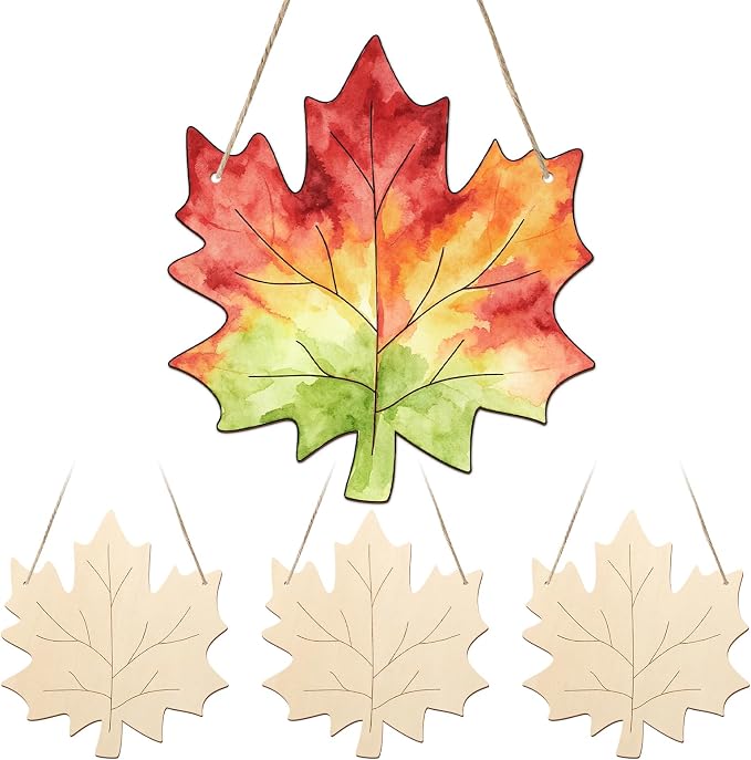Unfinished Fall Wreaths Wood Crafts to Paint Set of 3, Unfinished Wood Cutouts by Sereliy