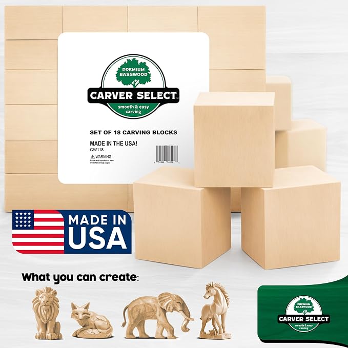 Basswood Carving Blocks Set of 18 – Wood Carving Kit - Image 2
