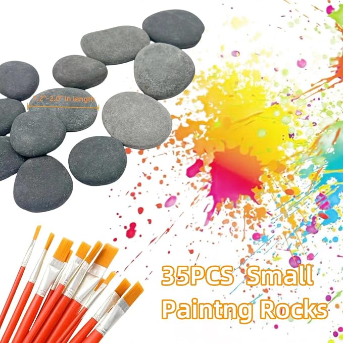 CYLHCM 35 PCS Rocks for Painting, 1.2"-2.0" Flat DIY Painting Rocks, Smooth - Image 3