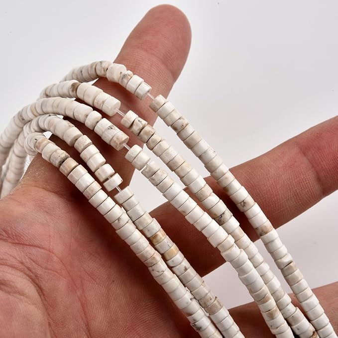 152pcs 4x2mm Natural White Turquoise Heishi Disc Rondelle Spacer Stone Semi - Image 4