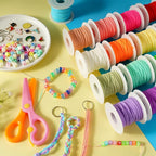 KAMJUNTAR Macaron Matte Lanyard String, 15 Rolls Gimp Boondoggle String Plastic - Image 2