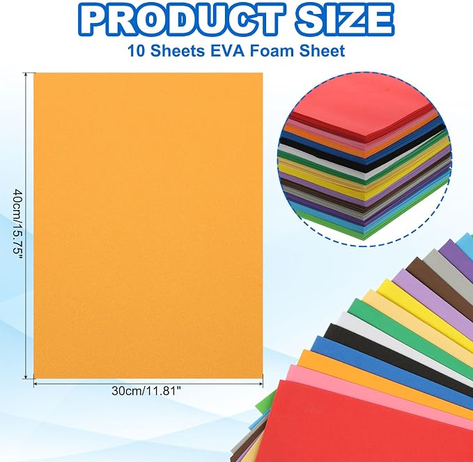 PATIKIL 10Pcs Orange EVA Foam Sheets, 15.7 x 11.8 Inches 1mm Thick Foam Sheets - Image 2