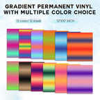 Tintnut Rainbow Permanent Vinyl 12 Sheets 12x10in Ombre Adhesive Vinyl | - Image 2