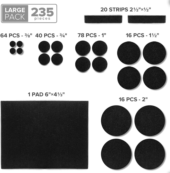 Felt Furniture Pads 235PCS X-Protector Huge Quantity of Black Furniture Pad | - Image 4