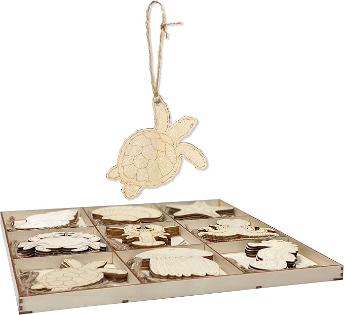 45 Pack Unfinished Wooden Ocean Sea Animals Cutouts - Image 5