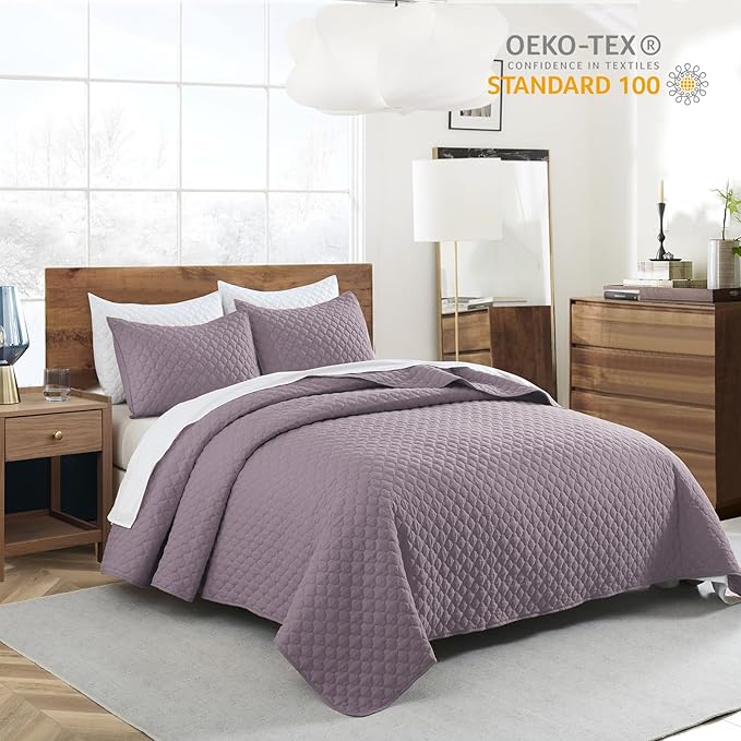 HORIMOTE HOME Quilt Queen Size Grayish Purple, Lightweight Quilts - Image 5