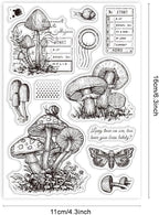 GLOBLELAND Vintage Mushroom Text Clear Stamps - Image 2