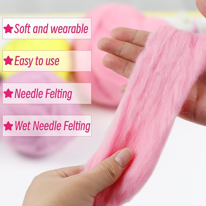 JeogYong Needle Felting Wool, 3.53oz Wool Roving Chunky Wool Yarn, Wet Felting - Image 2