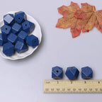 20mm Geometric Wooden Beads Blue Polygon Wooden Loose Spacer Beads - Image 2