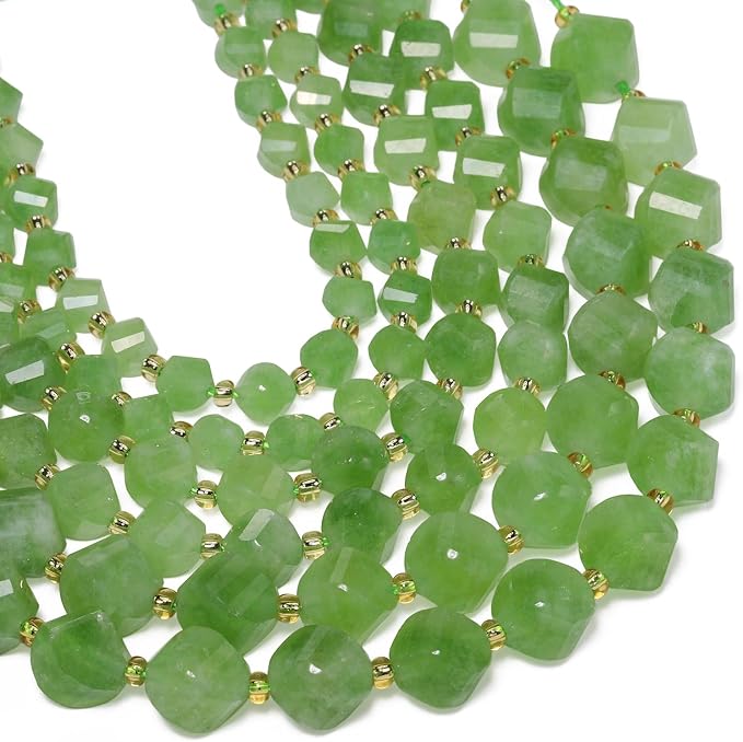 42pcs Natural Green Jade Stone Beads by Yochus