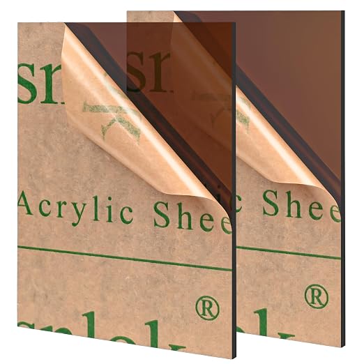 Lesnlok Brown Acrylic Sheets 1/8 inch Thick 3mm 2 Pack 8 x 10 Clear Plexiglass by Lesnlok