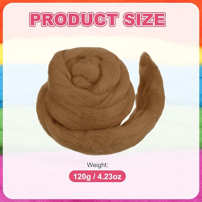 MECCANIXITY Wool Roving Yarn Soft Felting Wool 120g/4.23oz Pure Chunky Roving - Image 2