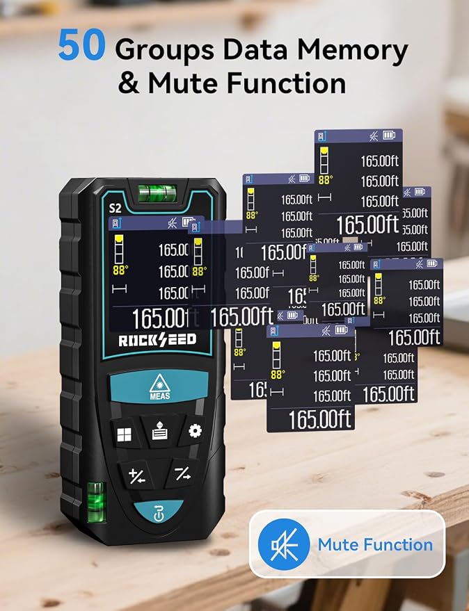 Laser Measuring Tool 165ft, RockSeed S2C Red Beam Laser Measure - Image 7