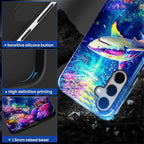 for Samsung Galaxy S23 FE Case, Colorful Ocean Sharks Pattern Glossy 2 in 1 - Image 4