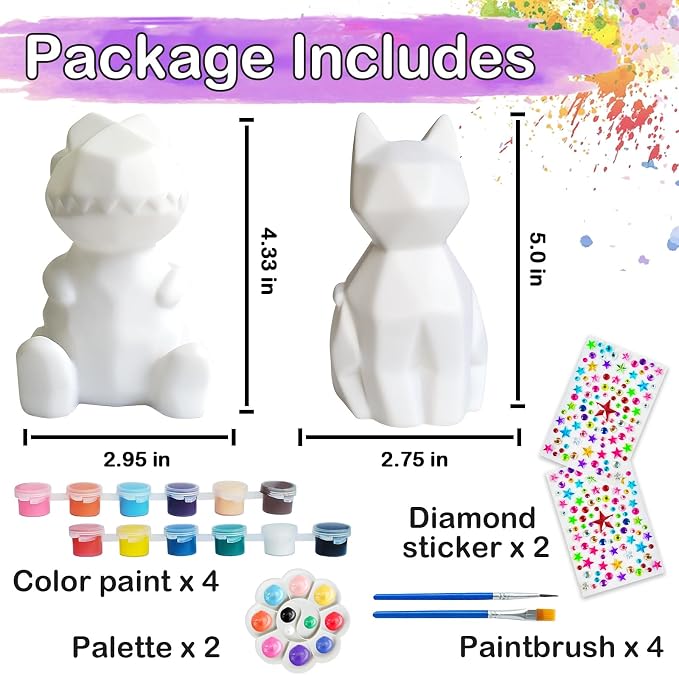 Goody King Paint Your Own Cat & Dinosaur Lamp Kit, Arts & Crafts - Image 2