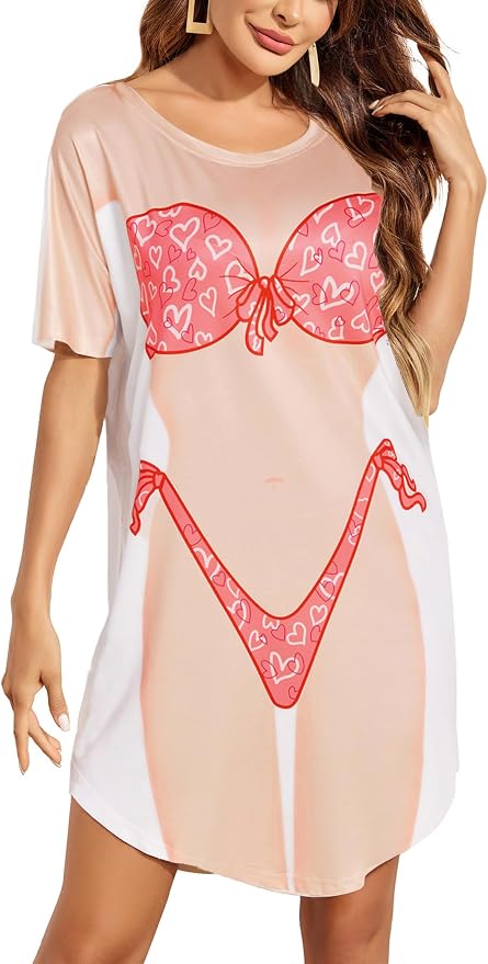 Ekouaer Women's Bikini Shirt Cover Up Short Sleeve Cute Bikini Print Cover-Up by EKOUAER