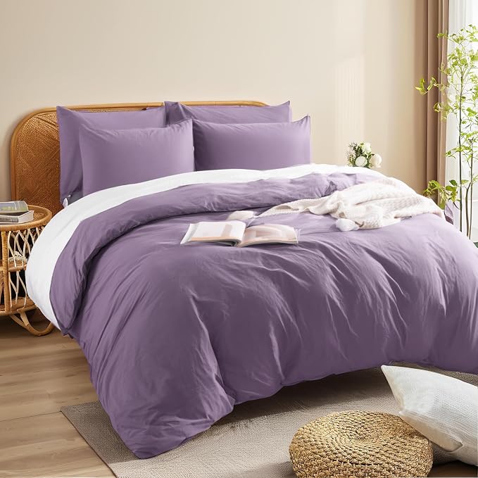 NEXHOME PRO King Duvet Cover Set, 100% Washed Cotton - Image 2