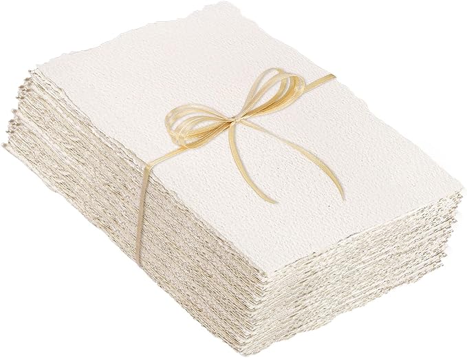 Prudiut 50 Sheets Cotton Watercolor Paper, 300 GSM, 2 x 3.5 inch Deckled Edge by Prudiut