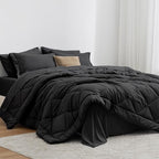 Love's cabin Full Comforter Set Black, 7 Pieces Full Bed in a Bag, All Season by Lovescabin