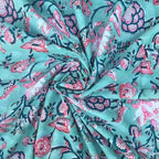 E-Tailor® Indian Ethnic 100% Cotton Voile Running Hand Block Print Natural by E-Tailor