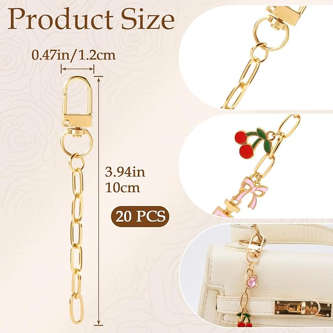 20pcs Gold Keychain Making Kit, Key Ring Swivel Snap Hook Chains, Extender - Image 2