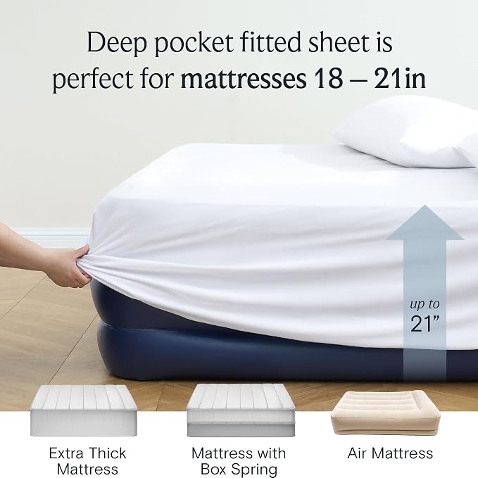 LuxClub 4 PC Queen Sheet Set, Bed Sheets Queen Size, Deep Pockets 18" Wrinkle - Image 6