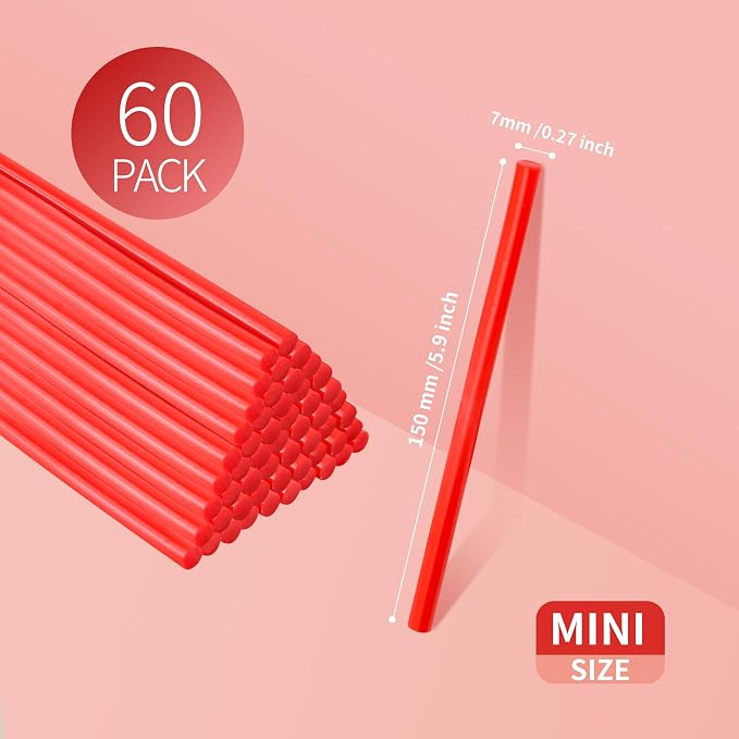 MATUFF Red Hot Glue Sticks Mini 0.27" x 5.9 inches, Colored Hot Melt Mini Glue - Image 2
