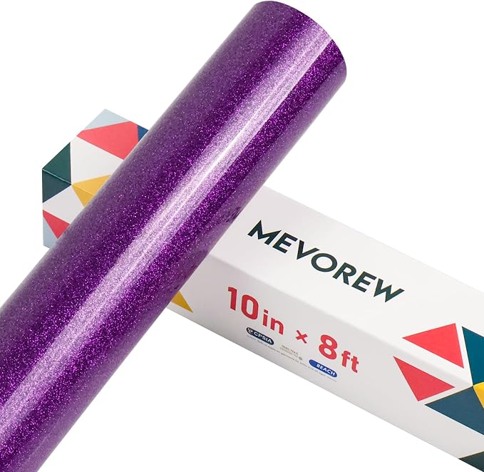 Purple Glitter HTV Heat Transfer Vinyl, Glitter Iron on Vinyl Roll 10" x8ft | - Image 8