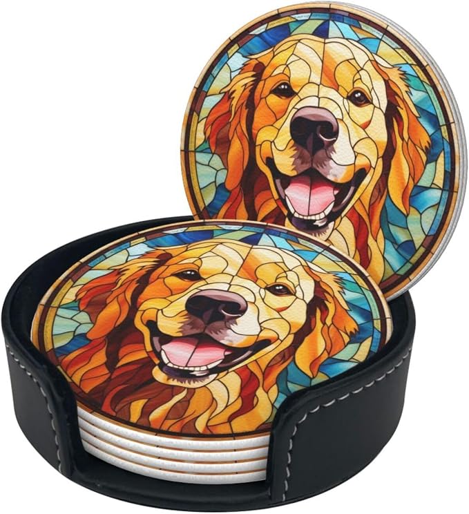 Drink Coaster Set of 6, Leather Drink Coasters - Image 2