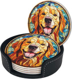 Drink Coaster Set of 6, Leather Drink Coasters - Image 2