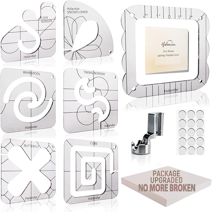 6 Pcs Free Motion Quilting Template Series by Halandar