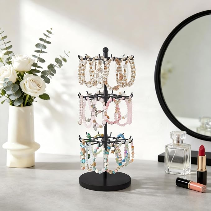 Mkono Bracelet Holder Gold Metal Rotating Bracelet Display Stand 3 Tier Jewelry - Image 6