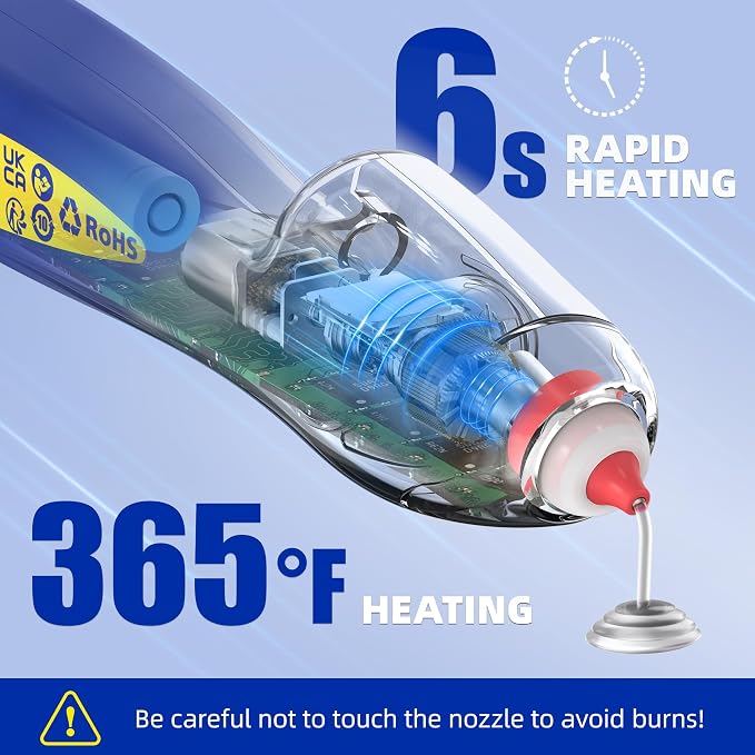 Blue Cordless Hot Glue Gun, 6s Fast Preheating, Auto Dispensing Dripless - Image 3