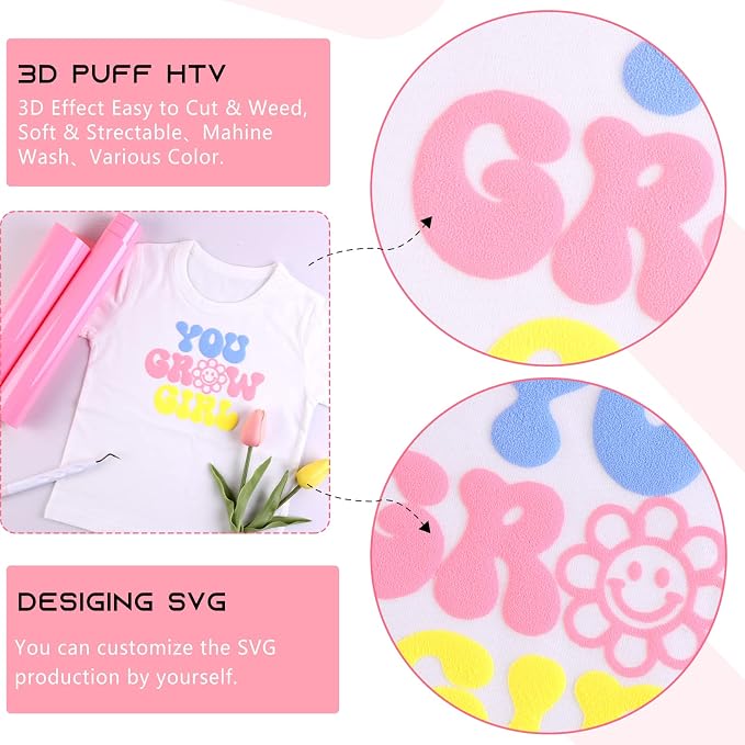 Tintnut Soft Pink Puff Heat Transfer Vinyl Roll, easy cut & weed, stretch - Image 5