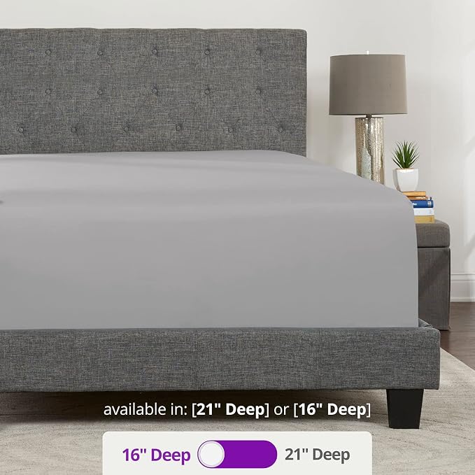 Kids Twin Deep Pocket Fitted Sheet 16'18' Deep Mattress & Toppers Calm Grey - Image 3