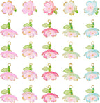 FASHEWELRY 30Pcs Transparent Acrylic Glass Flower Charms 18mm Colorful by FASHEWELRY