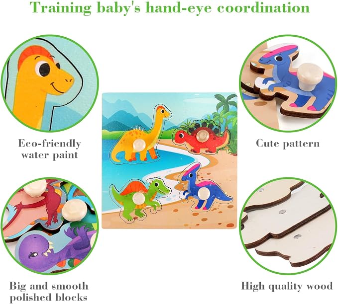 Wooden Peg Puzzles for Toddlers 1-3, Kids Educational Preschool Peg Puzzle Toy - Image 5