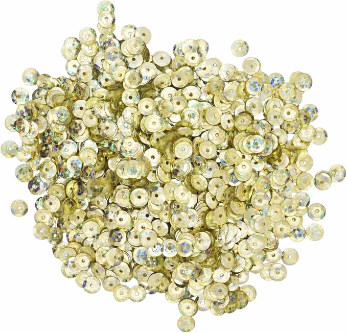 Mandala Crafts 6mm Cup Holographic Champagne Sequins - Image 2