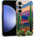 for Samsung Galaxy S25 FE Case, Stained Glass Cactus Pattern Glossy 2 in 1 - Image 3