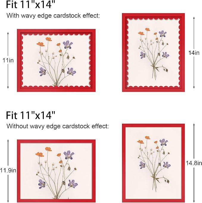 11x14 Picture Frame with Wavy Mat, Wooden Real Glass 11 x 14 Photo Frame - Image 3