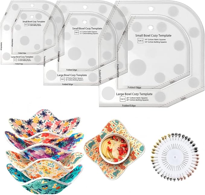 Bowl Cozy Template Cutting Ruler Set 3 Sizes Acrylic | Sewing Patterns by Fosdonge