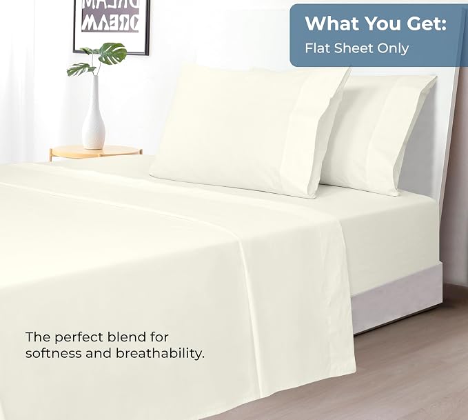 Royale Linens 100% Organic Cotton King Flat Sheet Only - Image 5