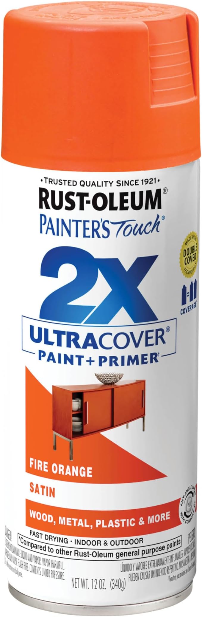 Rust-Oleum Painter's Touch 2X Ultra Cover Spray Paint, Satin Fire Orange | by Rust-Oleum