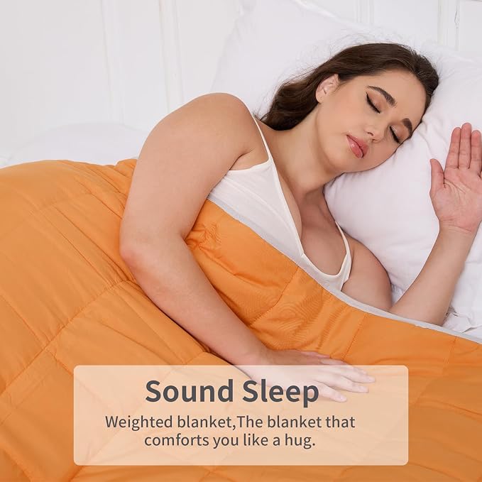 Weighted Blanket 15lbs Queen Size Orange Grey 60"x80" Weighted Blankets - Image 2