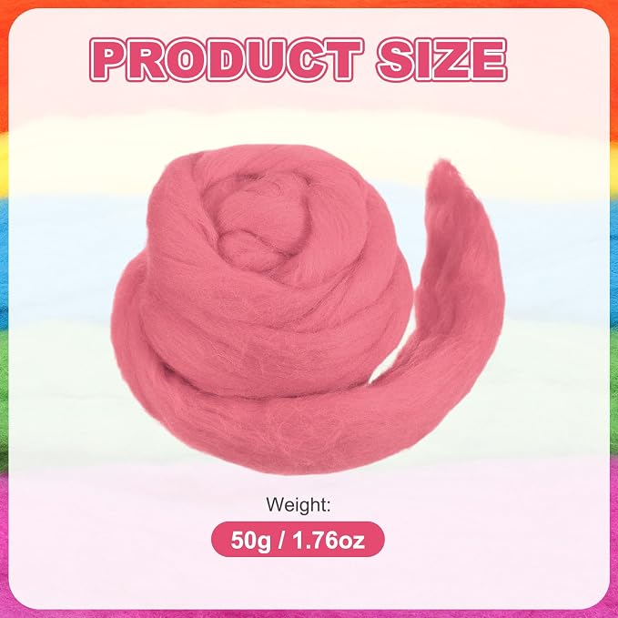 MECCANIXITY Wool Roving Yarn Soft Felting Wool 50g/1.76oz Pure Chunky Roving - Image 2