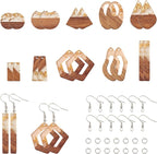 FASHEWELRY 20Pcs Resin Wooden Earring Pendants 10 Styles Gold Teardrop by FASHEWELRY